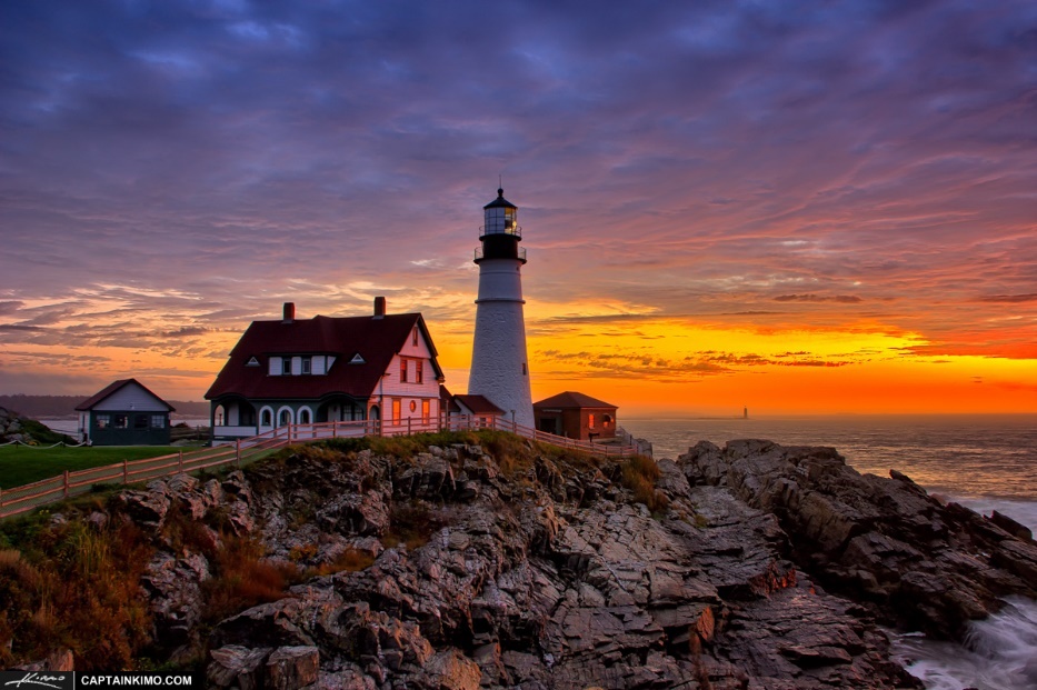 "Portland-Maine-Lighthouse-at-Cape-Elizabeth-During-Sunrise" by Captain Kimo is licensed under CC BY-NC-ND 2.0